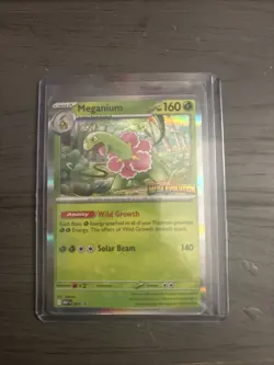 Pokemon TCG Meganium 001 Promo Reverse Holo Rare Mega Evolution Stamped - Image 1