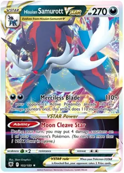 Pokemon TCG Hisuian Samurott VSTAR Astral Radiance 102/189 Holo Ultra Rare - Image 1