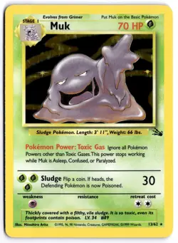 Pokemon Muk (13) Holo Rare Fossil 13/62 LP - Image 1