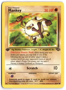 Pokemon 1st Edition Mankey Common Jungle 55/64 NM - Image 1
