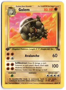 Pokemon 1st Edition Golem Uncommon Fossil 36/62 NM - Image 1