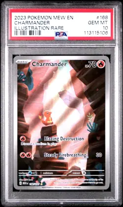 2023 POKEMON MEW EN-151 ILLUSTRATION RARE #168 CHARMANDER PSA 10 - Image 1