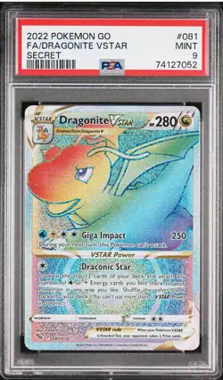 POKEMON 2022 GO DRAGONITE Full Art Vstar Secret Rare #081 PSA 9 Mint RARE - Image 1