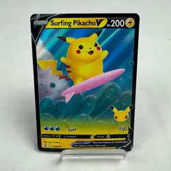 Pokemon TCG 25th Anniversary Celebrations Surfing Pikachu 008/025 Ultra Rare - Image 2
