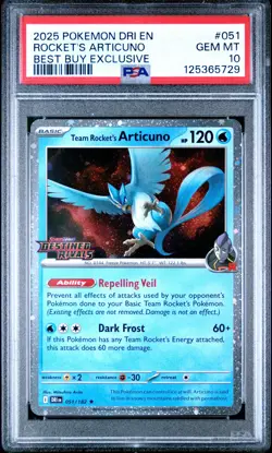 2025 POKEMON DRI EN-DESTINED RIVALS #051 TEAM ROCKET'S ARTICUNO PSA 10 - Image 1