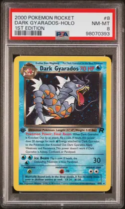 2000 Pokemon Rocket Dark Gyarados #8 1ST Edition PSA 8 Holo English - Image 1
