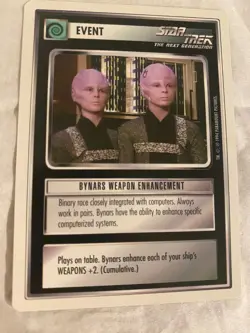 Star Trek CCG 1E WB94 Alpha BYNARS WEAPON ENHANCEMENT Rare Card NEVER PLAYED - Image 1