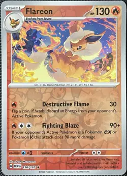 Flareon 136/165 Sv: Scarlet & Violet 151 Reverse Holo - Pokemon Card - Image 1