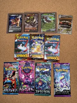 Pokemon TCG 4x Single Cards, 3x Surging ENG Packs, 4x JPN Pack Lot, Sealed - Image 1