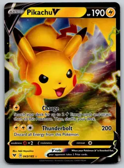 Pikachu V 043/185 SWSH04: Vivid Voltage NM Pokemon Card TCG - Image 1