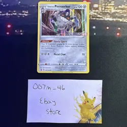 Pokemon Galarian Perrserker SWSH008 Stamped Prerelease Black Star Promo Card GMT - Image 1