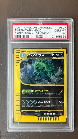 PSA 10 Tyranitar Pokemon 2001 Holo E-Series Expedition 1st ED Japanese 127/128 - Image 1