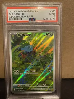 2023 Pokemon Mew en Bulbasaur #166 Illustration PSA 9 (MINT) Rare - Image 1