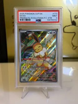 2025 Pokemon SVP Eevee #173 PSA 9 Mint Prismatic Evolutions PC ETB Promo - Image 1
