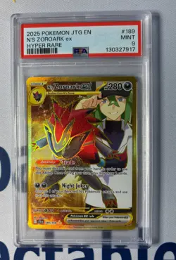 2025 POKEMON JTG EN-JOURNEY TOGETHER HYPER RARE #189 N'S ZOROARK EX PSA 9 - Image 1