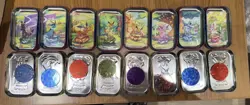 Prismatic Evolutions *EMPTY* Mini Tin Complete Set Of 8 (Tin + Card + Coin) - Image 2
