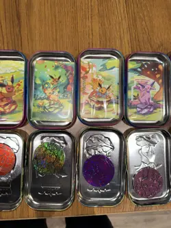 Prismatic Evolutions *EMPTY* Mini Tin Complete Set Of 8 (Tin + Card + Coin) - Image 5