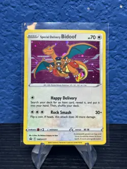Pokemon TCG Special Delivery Bidoof SWSH177 Black Star Promo Card Near Mint - Image 1