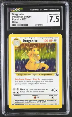 CGC 7.5 Dragonite 1999 Fossil 4/62 Holo Pokemon Card - Image 1