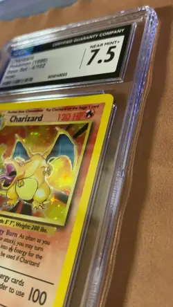 1999 Pokemon Charizard Holo Base Set Unlimited 4/102 CGC 7.5 Near Mint + - Image 2