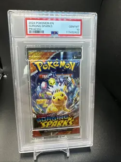 2024 Pokemon Surging Sparks PIKACHU Booster Pack PSA 10 - Image 1