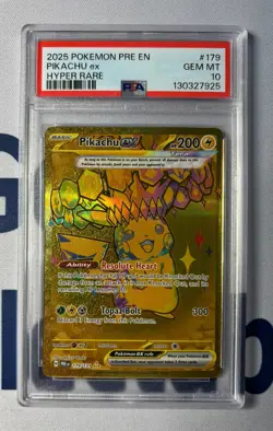 2025 POKEMON PRE EN-PRISMATIC EVOLUTIONS HYPER RARE #179 PIKACHU EX PSA 10 - Image 1