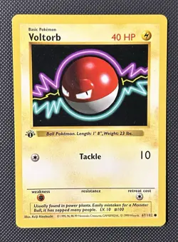 Voltorb Pokemon 1st Edition Base Set 67/102 LP-NM Non-Holo Shadowless Common🔥🔥 - Image 1