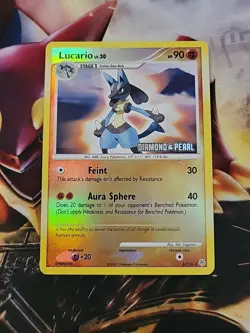 Pokemon Lucario Card 6/130 Stamped Reverse Holo Diamond and Pearl 2007 HP Rare - Image 1