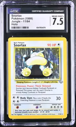 CGC 7.5 Snorlax 1999 Jungle 11/64 Holo Pokemon Card - Image 1