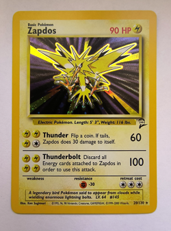 Pokemon Trading Card Zapdos Holo 20/130 Base Set 2 Near Mint - Image 1