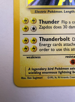 Pokemon Trading Card Zapdos Holo 20/130 Base Set 2 Near Mint - Image 4