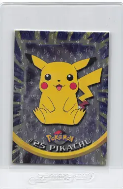 PIKACHU #25 - BLACK Logo - TEXTURED Holo - SERIES 1 - TOPPS POKEMON CARD - LP/MP - Image 1