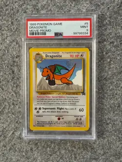 1999 Pokemon Movie Promo Dragonite Black Star Promo Card #5 Graded PSA 9 - Image 1