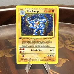 Pokemon TCG Machamp Holo Rare 1st Edition Base Set, Card 8/102, MP Condition - Image 1