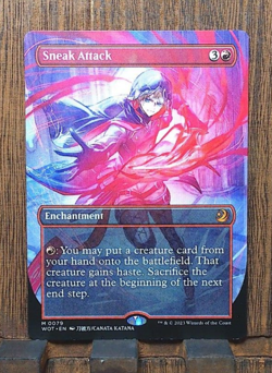 MTG Sneak Attack Anime Borderless NM Enchanting Wilds of Eldraine WOE Magic card - Image 1