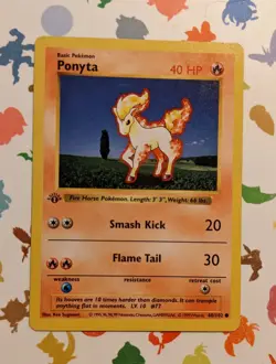 Pokemon TCG Ponyta 060/102 Base Set 1st Edition Shadowless English 1999 WOTC - Image 1