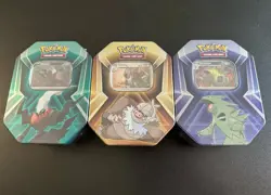 Pokemon Tyranitar Slaking Darkrai Triple Whammy Tin Set of 3 Factory Sealed - Image 1