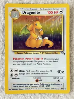 Pokemon Dragonite 4/62 - Fossil Unlimited Holo Rare Pokemon TCG Great Condition! - Image 1