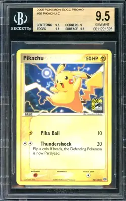 SDCC Pikachu Pokemon 2005 San Diego Comic Con EX Emerald Promo 60/160 BGS 9.5 - Image 1