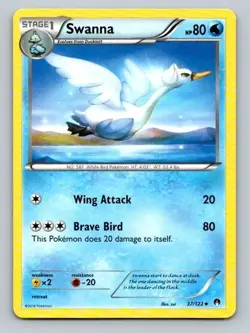 2016 Pokemon Card XY Breakpoint Swanna 37/122 - Image 1
