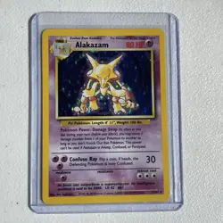 Pokemon TCG Alakazam Base Set Holo Card 1/102 Unlimited Holo Rare, LP Condition - Image 1