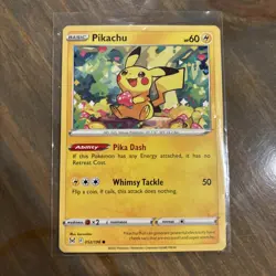 Pikachu 052/196 NM Non Holo Foil Adorable Heart Art Lost Origin Pokemon Card! - Image 1