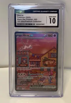 2023 Pokemon Mew ex Black Star Promo - #053, 151 Ultra CGC GM 10 PSA UPC - Image 1