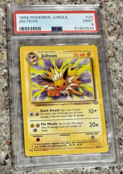 1999 Pokemon TCG Jungle Jolteon 20/64 Unlimited Non-Holo Rare NM PSA 9 - Image 1