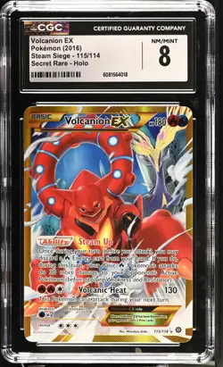 2016 Pokemon XY Steam Siege Secret Rare Volcanion #115/114 EX Holo CGC 8 - Image 1