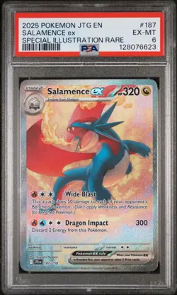 Pokemon TCG Salamence ex 187/159 Journey Together Special Illustration PSA 6 - Image 1