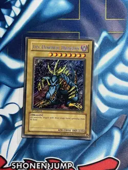 Yu-Gi-Oh LOB-000 Tri-Horned Dragon 1st Edition Glossy NM Foil LINE/FOIL Shift - Image 1