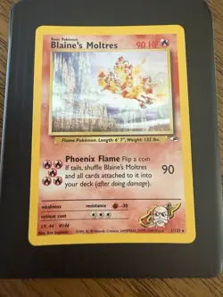 Pokemon TCG Blaine's Moltres Gym Heroes Holo Card 1/132 - Image 1