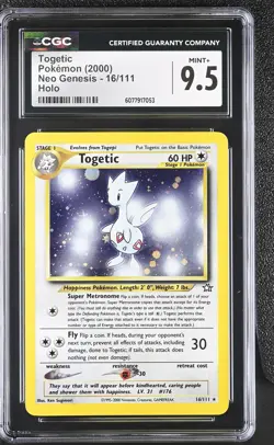 CGC 9.5 MINT+ Togetic 2000 Neo Genesis 16/111 Holo Pokemon Card - Image 1