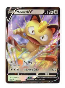 Meowth V - SWSH004 Promo Holo Sword & Shield Promo Cards Pokemon TCG - Image 1
